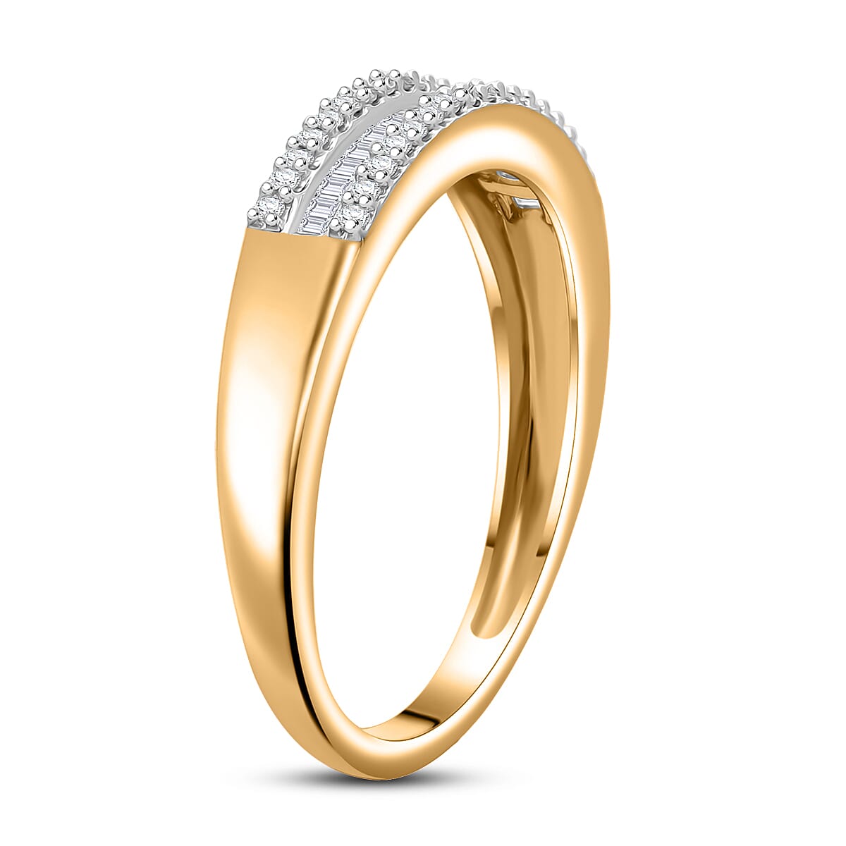 Doorbuster D'Joy Diamond 0.25 ctw Corridor Band Ring in 18K Vermeil Yellow Gold Over Sterling Silver (Size 9.0) image number 3