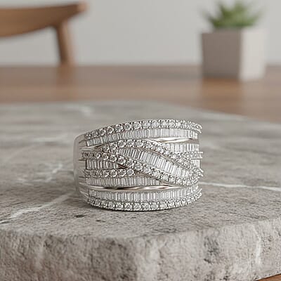 D'Joy Diamond Ring in Rhodium Over Sterling Silver 1.00 ctw (Size 10.0)