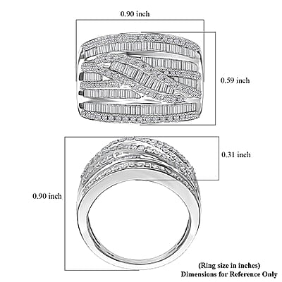 D'Joy Diamond Ring in Rhodium Over Sterling Silver 1.00 ctw (Size 10.0)