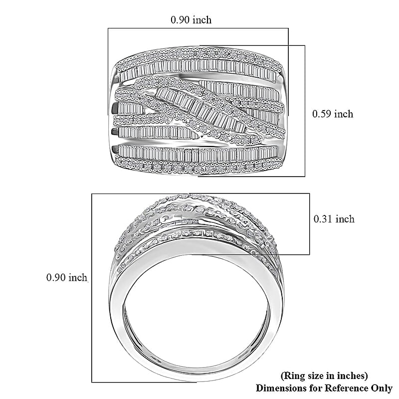 D'Joy Diamond Ring in Rhodium Over Sterling Silver 1.00 ctw (Size 10.0)