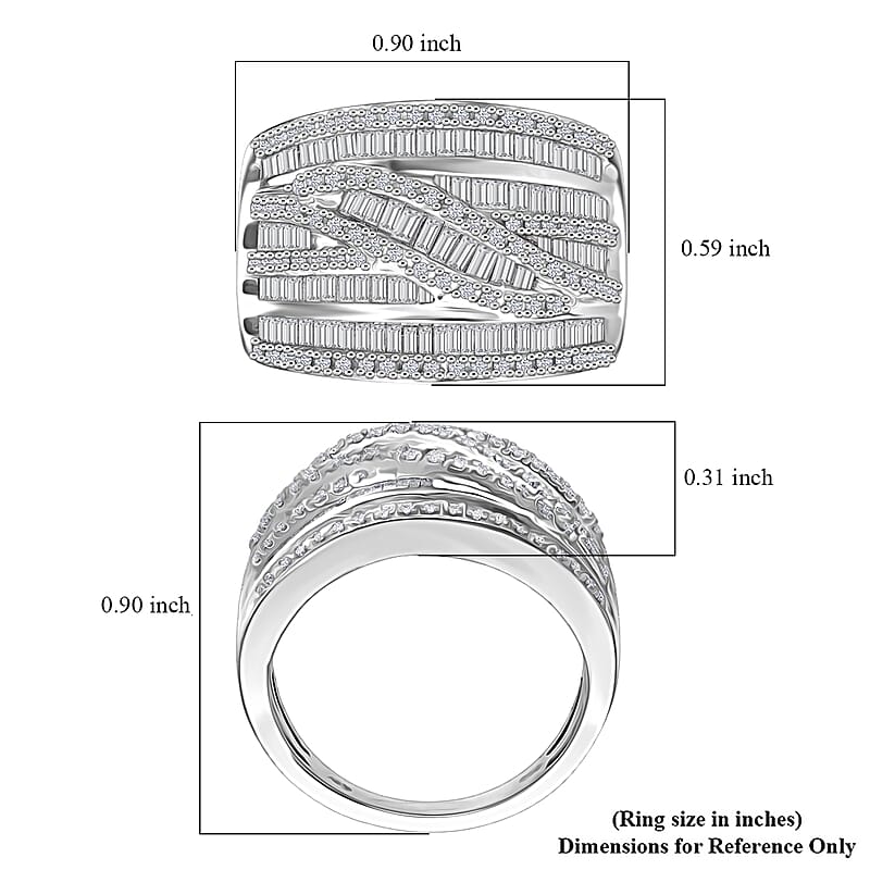 D'Joy Diamond Ring in Rhodium Over Sterling Silver 1.00 ctw (Size 6.0)