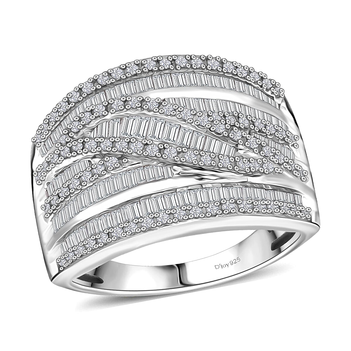 D'Joy Diamond Bridge Over Ring in Rhodium Over Sterling Silver (Size 8.0) 1.00 ctw image number 0