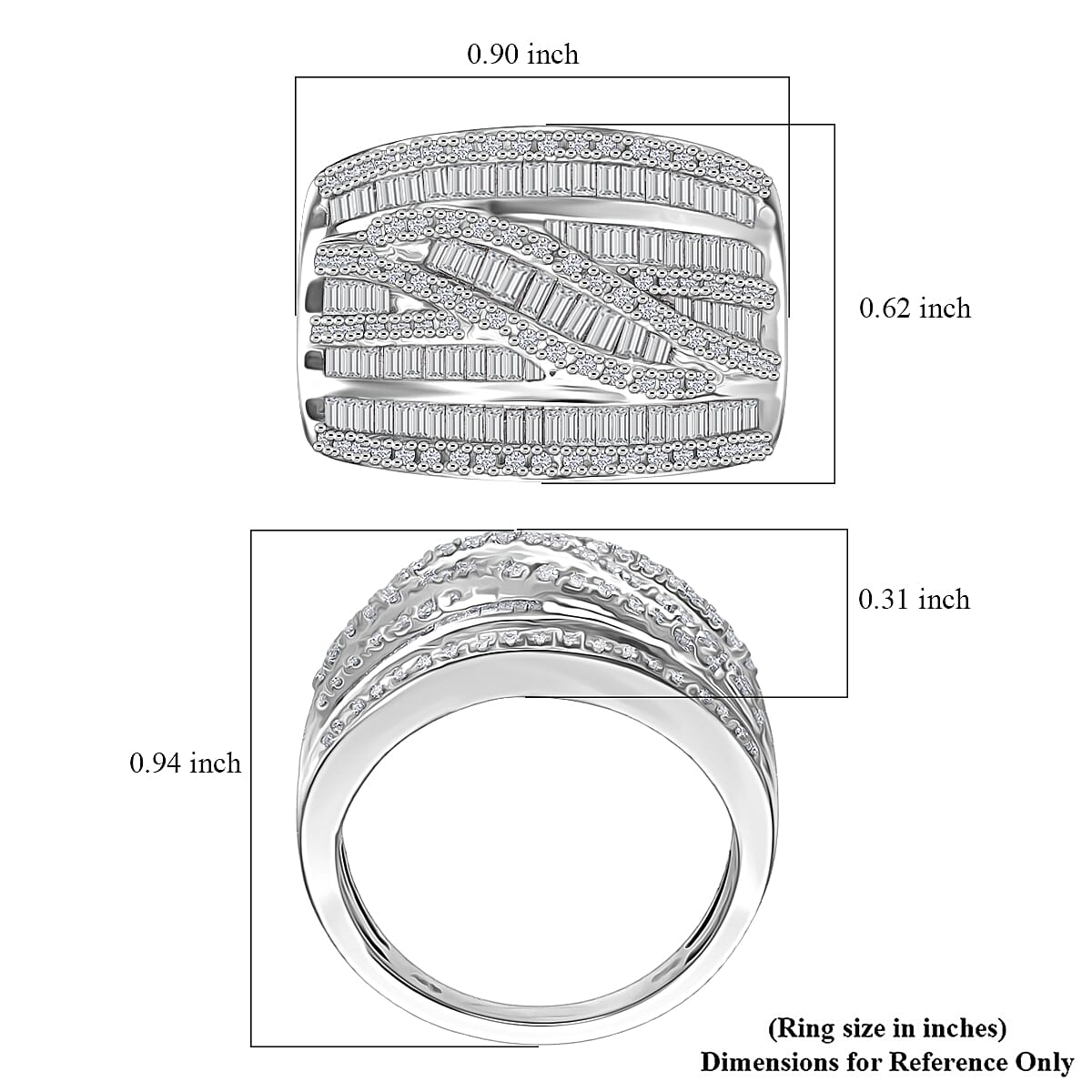 D'Joy Diamond Bridge Over Ring in Rhodium Over Sterling Silver (Size 8.0) 1.00 ctw image number 5