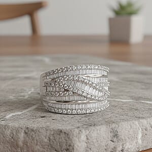 D'Joy Diamond Ring in Rhodium Over Sterling Silver 1.00 ctw (Size 9.0)