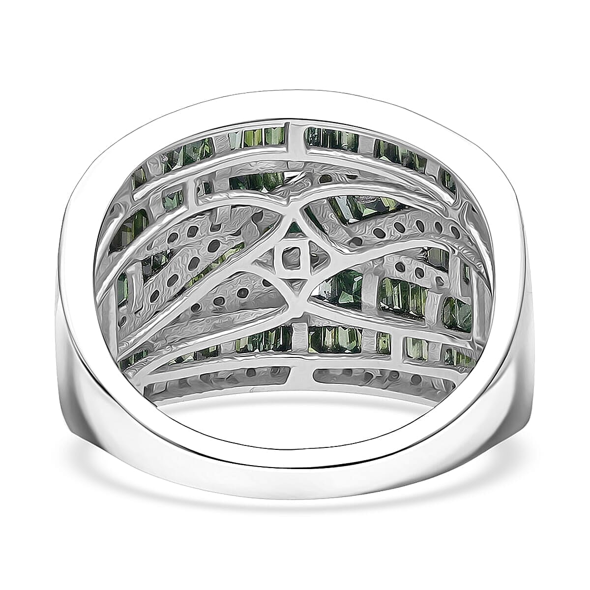  D'Joy Green Diamond (IR) Bridge Over Ring in Rhodium Over Sterling Silver (Size 10.0) 0.97 ctw image number 4