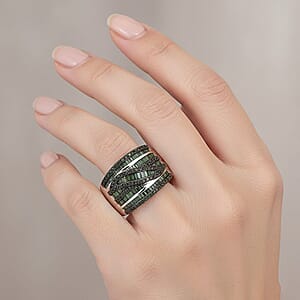  D'Joy Green Diamond 1.00 ctw Infinity Bridge Crossover Ring in Rhodium Over Sterling Silver (Size 8.0)