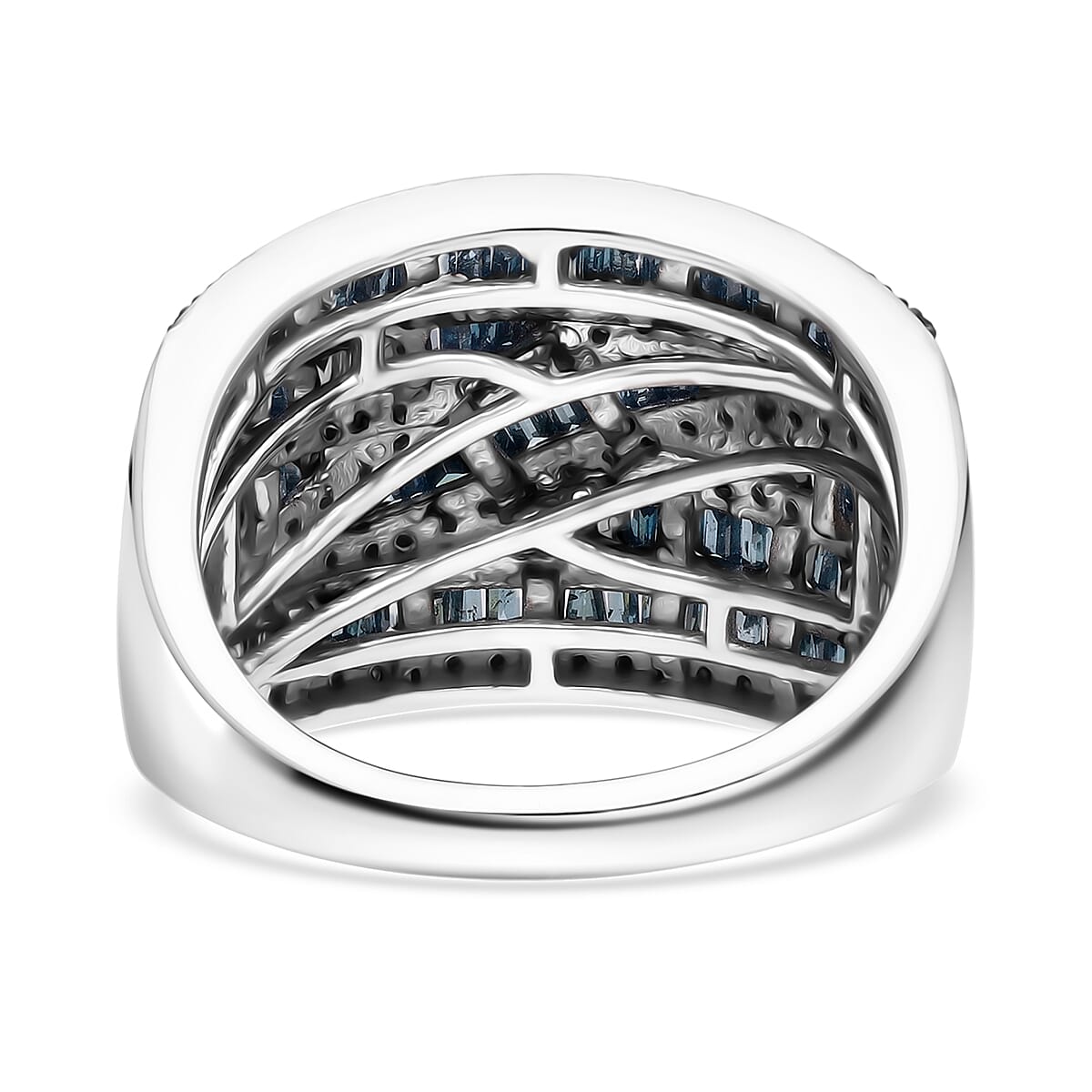 D'Joy Blue Diamond Ring in Rhodium Over Sterling Silver 1.00 ctw (Size 7.0) image number 4