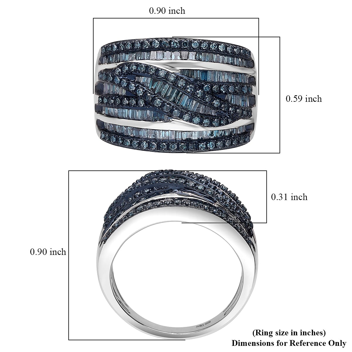 D'Joy Blue Diamond Ring in Rhodium Over Sterling Silver 1.00 ctw (Size 7.0) image number 5