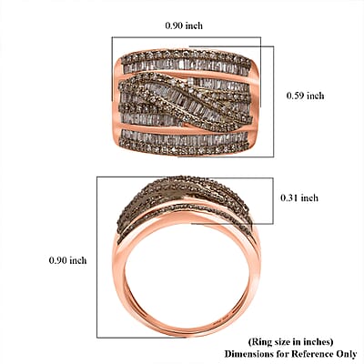 D'Joy Natural Champagne Diamond Ring in 18K Vermeil RG Over Sterling Silver 1.00 ctw (Size 6.0)