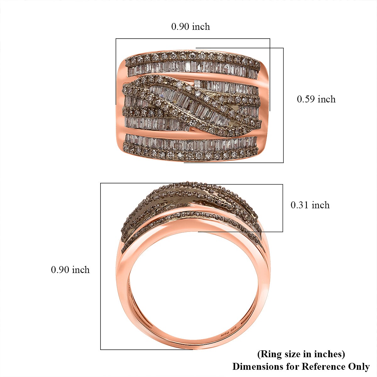 D'Joy Natural Champagne Diamond Ring in 18K Vermeil RG Over Sterling Silver 1.00 ctw (Size 7.0)