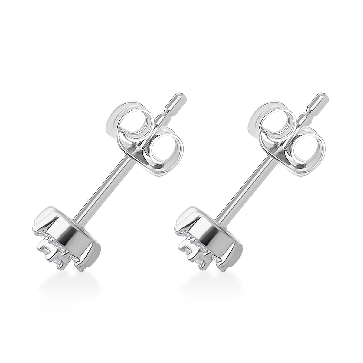 Doorbuster D'Joy Diamond 0.15 ctw Stud Earrings in Rhodium Over Sterling Silver image number 3