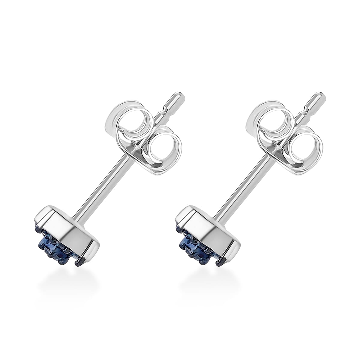 Doorbuster D'Joy Blue Diamond 0.15 ctw Stud Earrings in Rhodium Over Sterling Silver image number 3