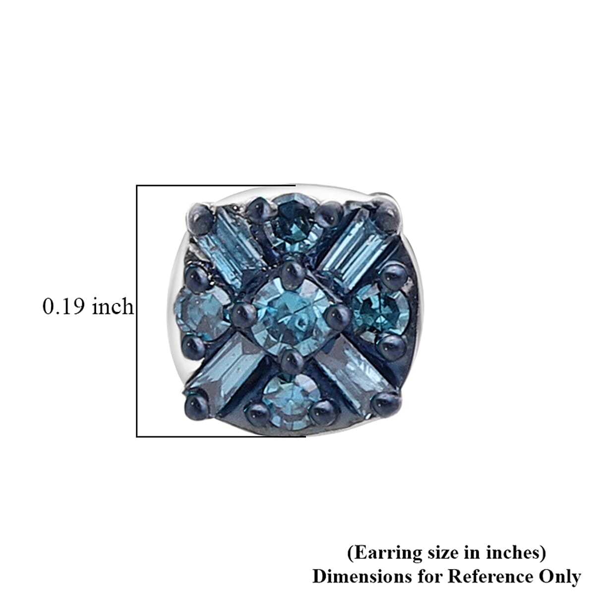 Doorbuster D'Joy Blue Diamond 0.15 ctw Stud Earrings in Rhodium Over Sterling Silver image number 4