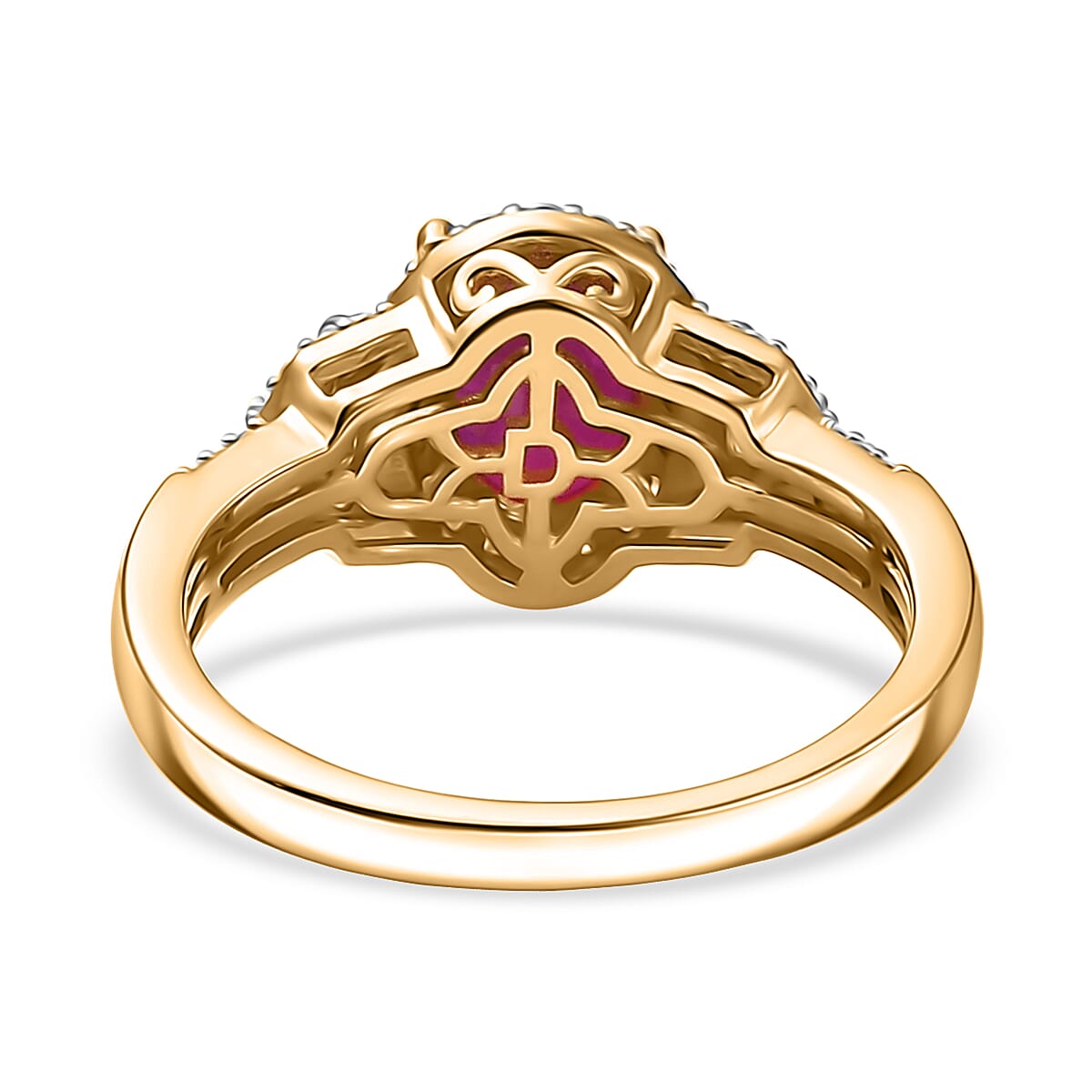 D'Joy AAA Royal Ruby and Moissanite 2.35 ctw Ring in 18K Vermeil Yellow Gold Over Sterling Silver (Size 6.0) image number 4