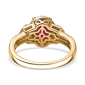 D'Joy AAA Royal Ruby and Moissanite 2.35 ctw Ring in 18K Vermeil Yellow Gold Over Sterling Silver (Size 7.0)