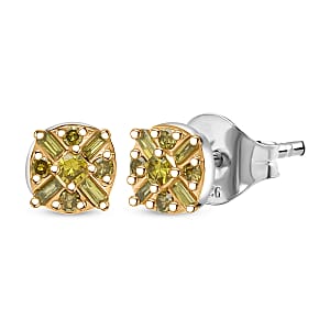  D'Joy Yellow Diamond 0.15 ctw Stud Earrings in Rhodium Over Sterling Silver
