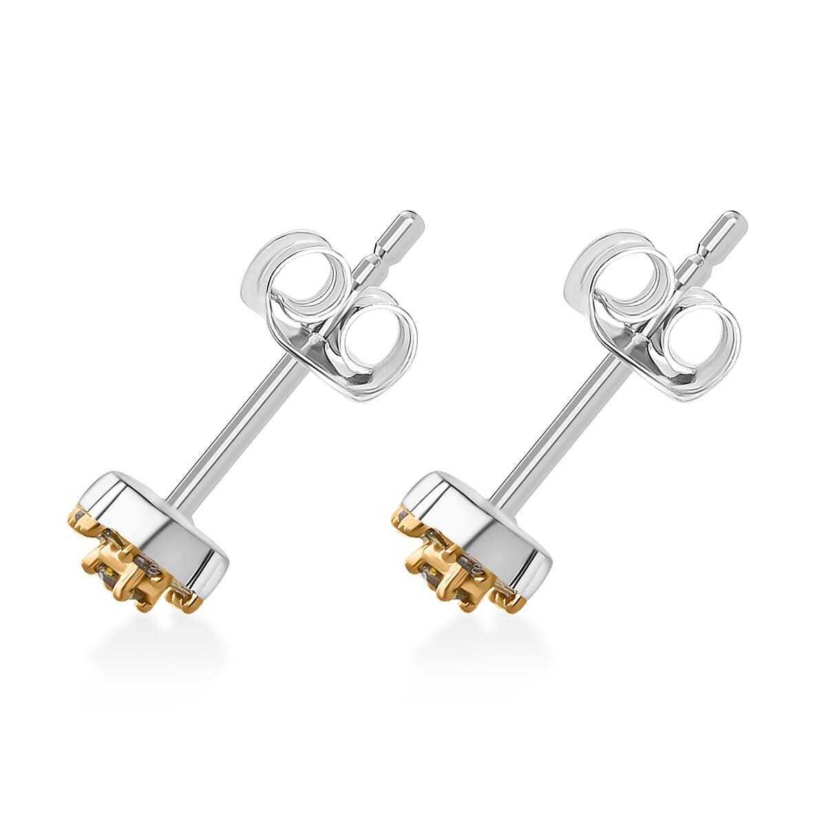  D'Joy Yellow Diamond 0.15 ctw Stud Earrings in Rhodium Over Sterling Silver image number 3