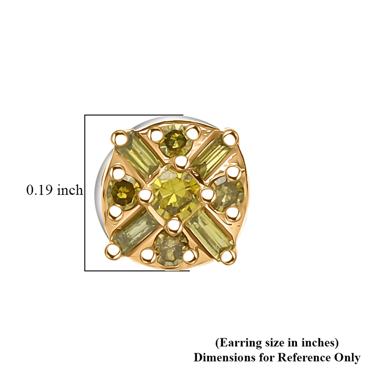  D'Joy Yellow Diamond 0.15 ctw Stud Earrings in Rhodium Over Sterling Silver image number 4