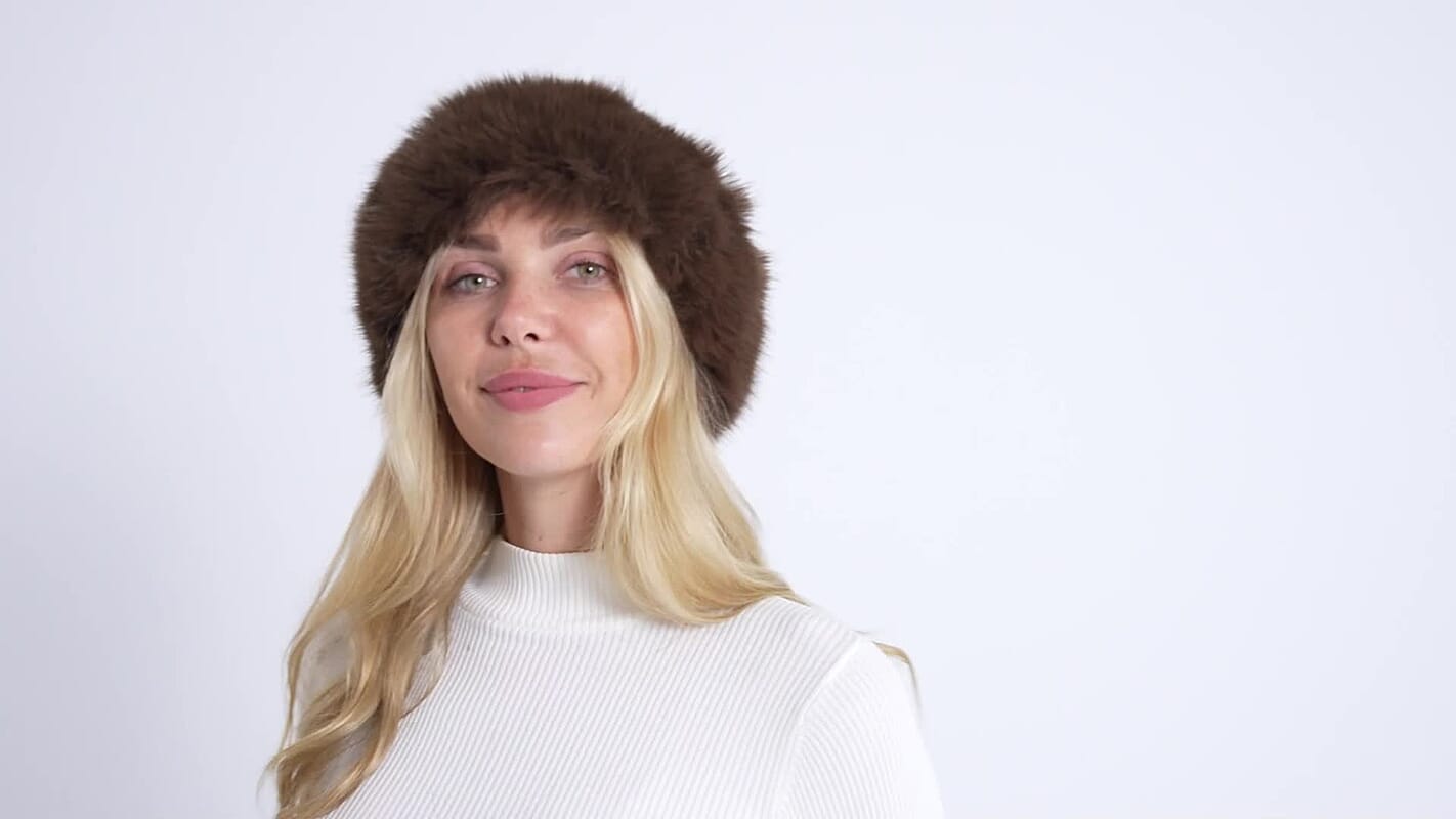 LA MAREY Brown Leopard Pattern Faux Fur Hat