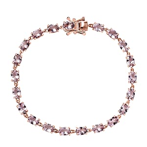 D'Joy Premium Pink Morganite 9.90 ctw Regal Glow Bracelet in 18K Vermeil Rose Gold Over Sterling Silv (7.25 In) 