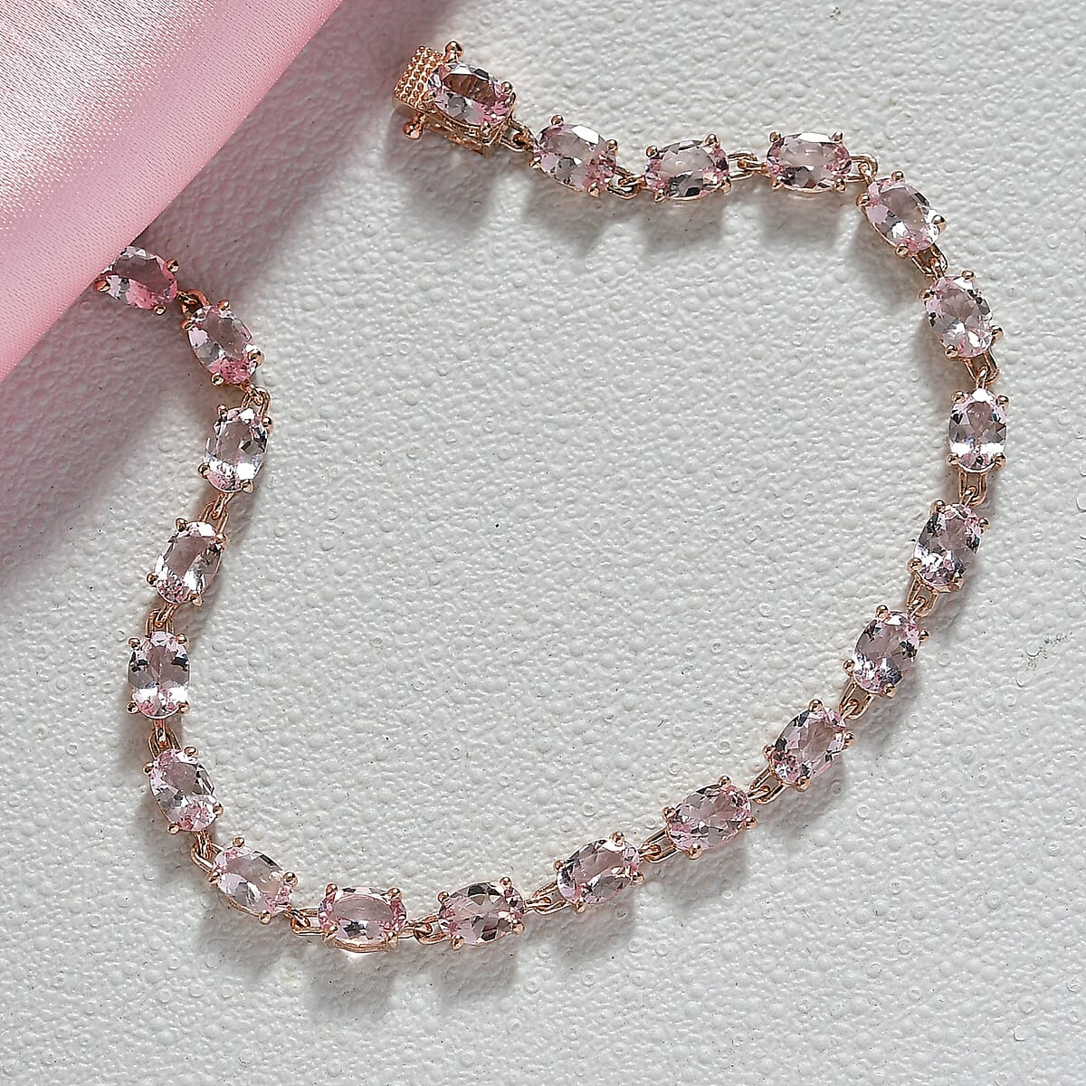 D'Joy Premium Pink Morganite 9.90 ctw Regal Glow Bracelet in 18K Vermeil Rose Gold Over Sterling Silv (7.25 In)  image number 1