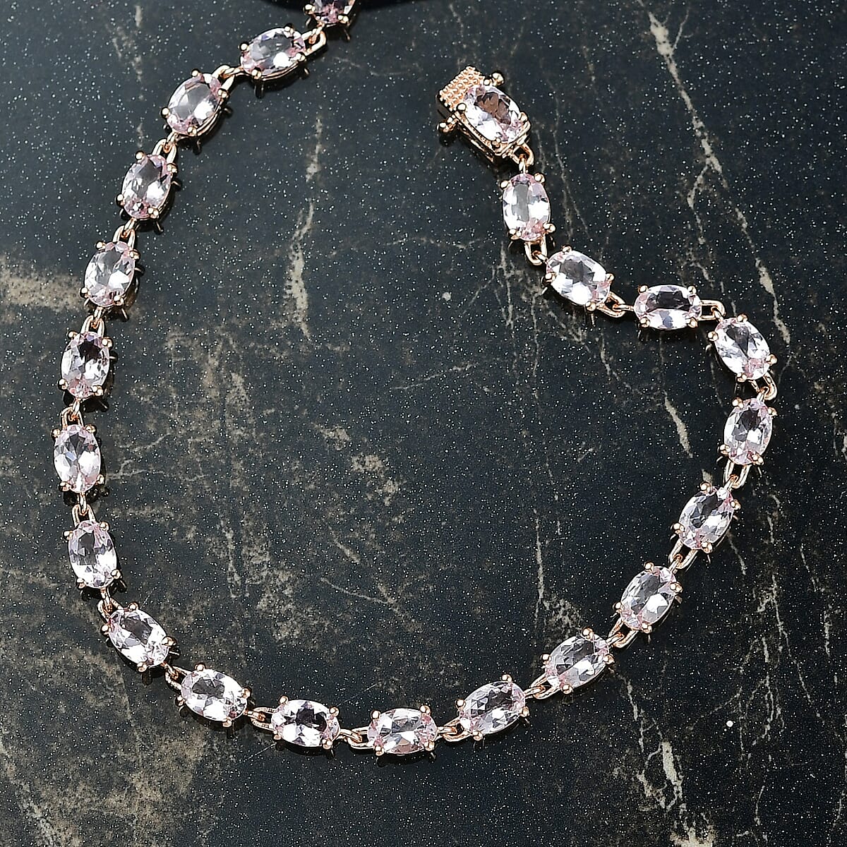 D'Joy Premium Pink Morganite 8.10 ctw Regal Glow Bracelet in 18K Vermeil RG Over Sterling Silver (6.50 In) image number 1