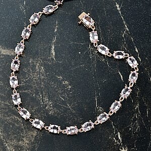 D'Joy Premium Pink Morganite 8.10 ctw Regal Glow Bracelet in 18K Vermeil RG Over Sterling Silver (6.50 In)