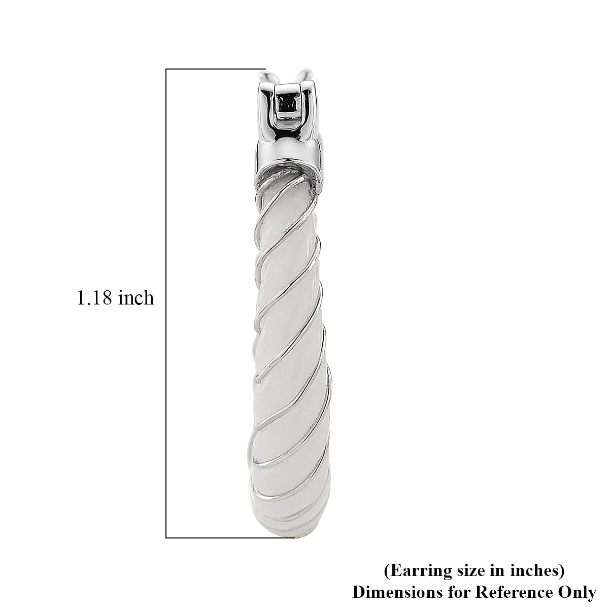 D'Joy Natural Jade 5.30 ctw Carved Hoop Earrings in Rhodium Over Sterling Silver