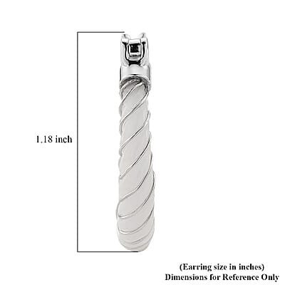 D'Joy Natural Jade 5.30 ctw Carved Hoop Earrings in Rhodium Over Sterling Silver