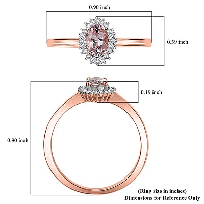 D'Joy Premium Pink Morganite and Diamond 0.50 ctw Crown Blossom Ring in 18K Vermeil Rose Gold Over Sterling Silver (Size 10.0)