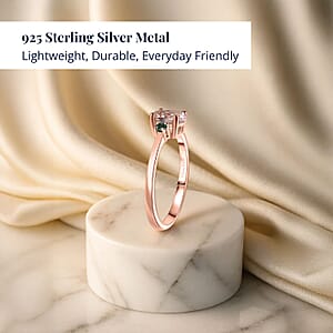D'Joy Premium Pink Morganite and Diamond 0.50 ctw Crown Blossom Ring in 18K Vermeil Rose Gold Over Sterling Silver (Size 7.0) 