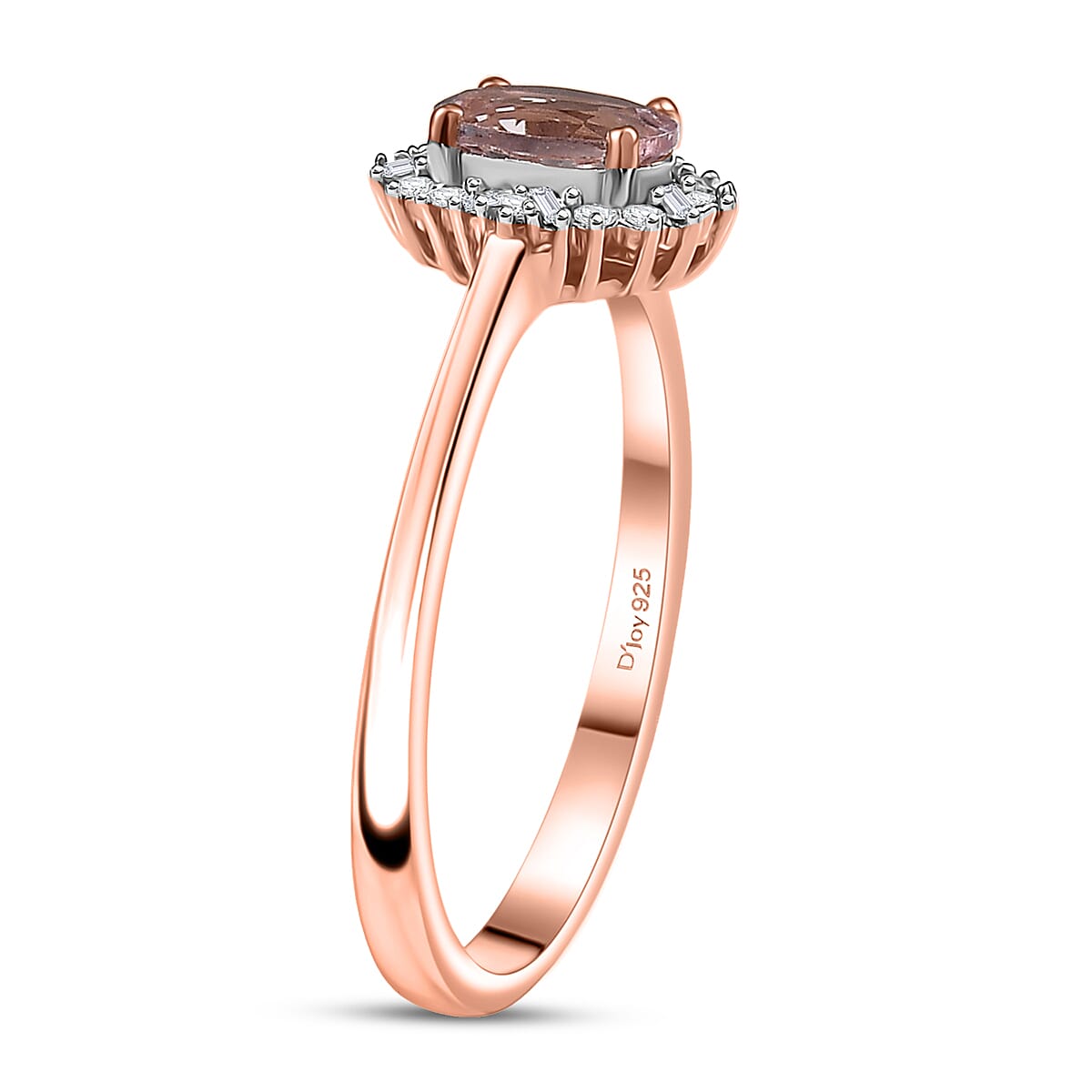D'Joy Premium Pink Morganite and Diamond 0.50 ctw Crown Blossom Ring in 18K Vermeil Rose Gold Over Sterling Silver (Size 7.0)  image number 3