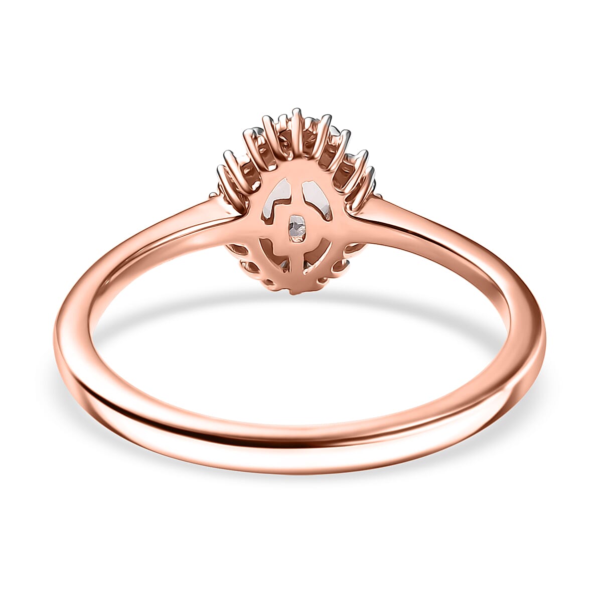 D'Joy Premium Pink Morganite and Diamond 0.50 ctw Crown Blossom Ring in 18K Vermeil Rose Gold Over Sterling Silver (Size 7.0)  image number 4