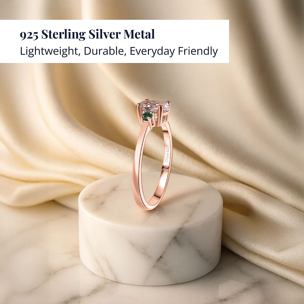 D'Joy Premium Pink Morganite and Diamond 0.50 ctw Crown Blossom Ring in 18K Vermeil Rose Gold Over Sterling Silver (Size 8.0) image number 2