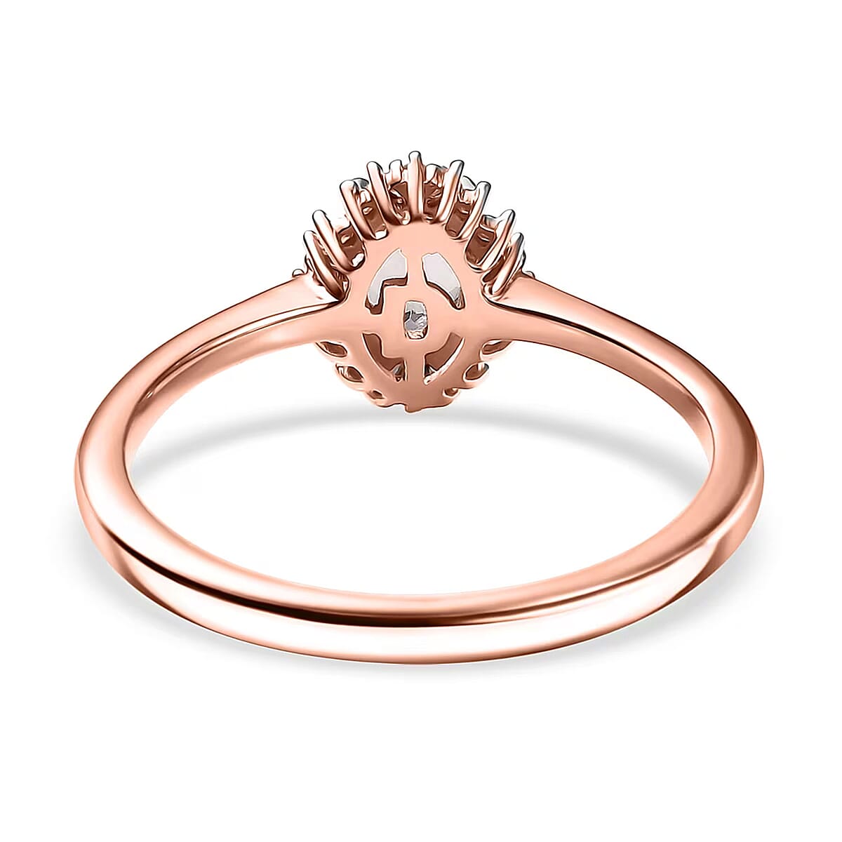 D'Joy Premium Pink Morganite and Diamond 0.50 ctw Crown Blossom Ring in 18K Vermeil Rose Gold Over Sterling Silver (Size 8.0) image number 6