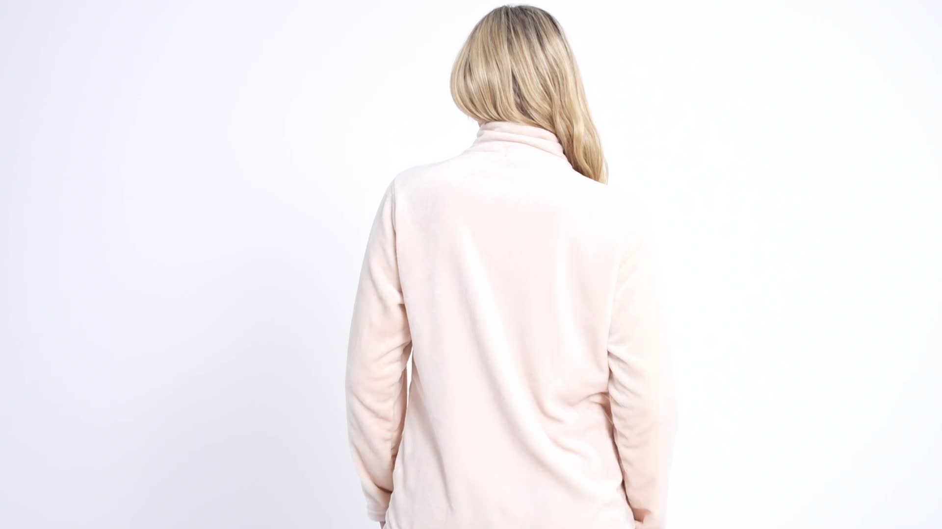 Tamsy Beige Velvet Zip Front Jacket with 2 Front Pockets - S/M