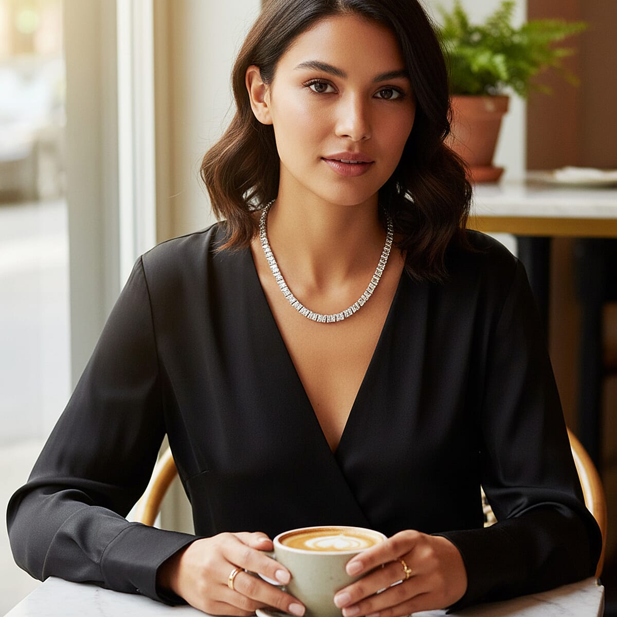 Doorbuster Luxuriant Lab Grown Diamond G-H SI 5.00 ctw Tennis Necklace in Rhodium Over Sterling Silver 20 Inches image number 1