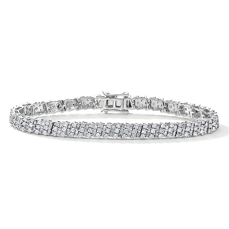 Luxuriant Lab Grown Diamond Tennis Bracelet in Rhodium Over Sterling Silver 5.00 ctw (7.25 Inches) (G-H, SI)