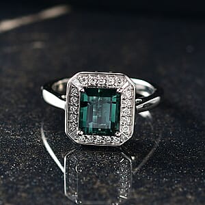 Certified & Appraised Rhapsody AAAA Pirineu Lagoon Tourmaline and E-F VS Diamond 2.48 ctw Ring in 950 Platinum (Size 7.0) 6.57 Grams