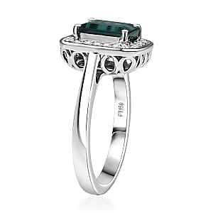 Certified & Appraised Rhapsody AAAA Pirineu Lagoon Tourmaline and E-F VS Diamond 2.48 ctw Ring in 950 Platinum (Size 7.0) 6.57 Grams