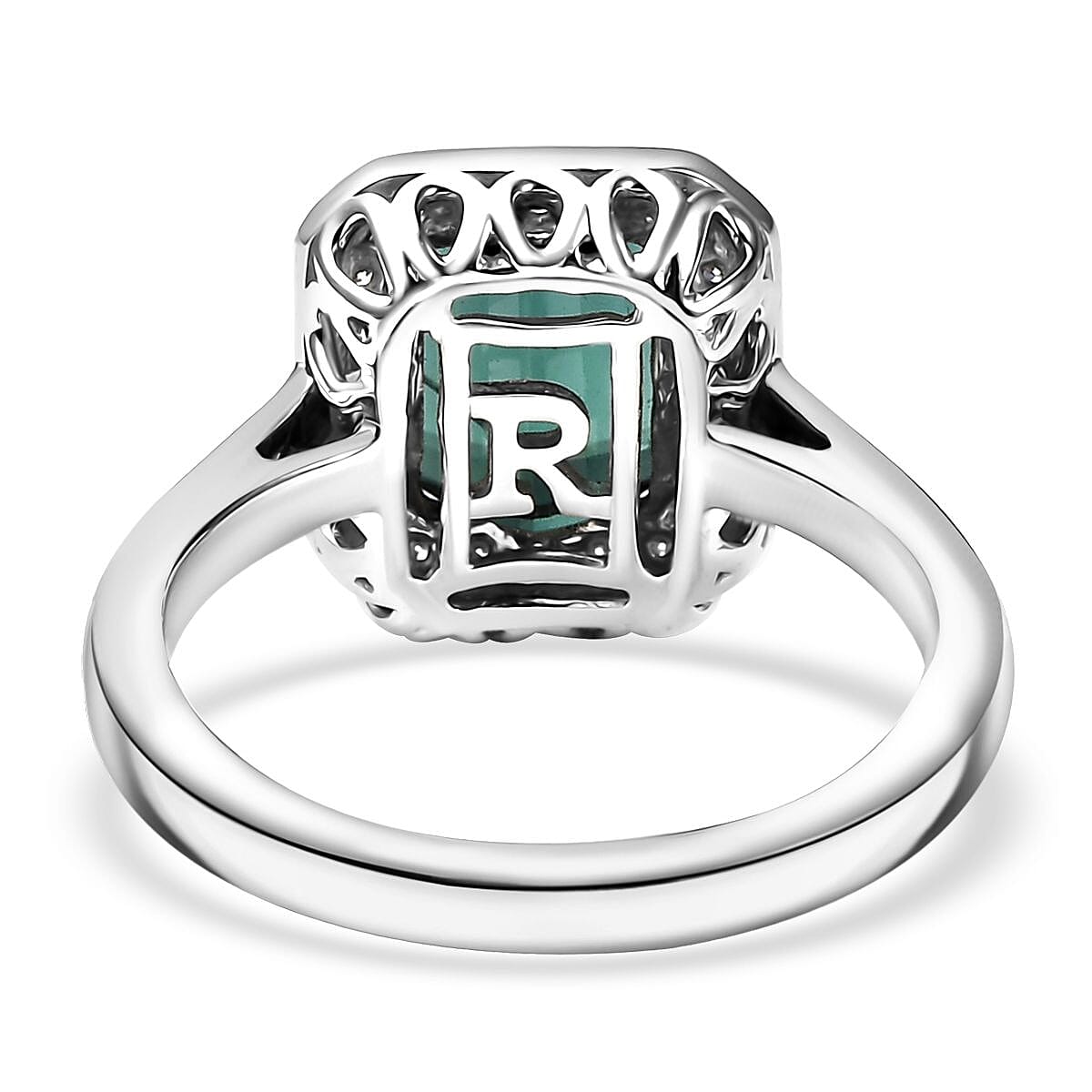 Certified & Appraised Rhapsody AAAA Pirineu Lagoon Tourmaline and E-F VS Diamond 2.48 ctw Ring in 950 Platinum (Size 7.0) 6.57 Grams image number 4
