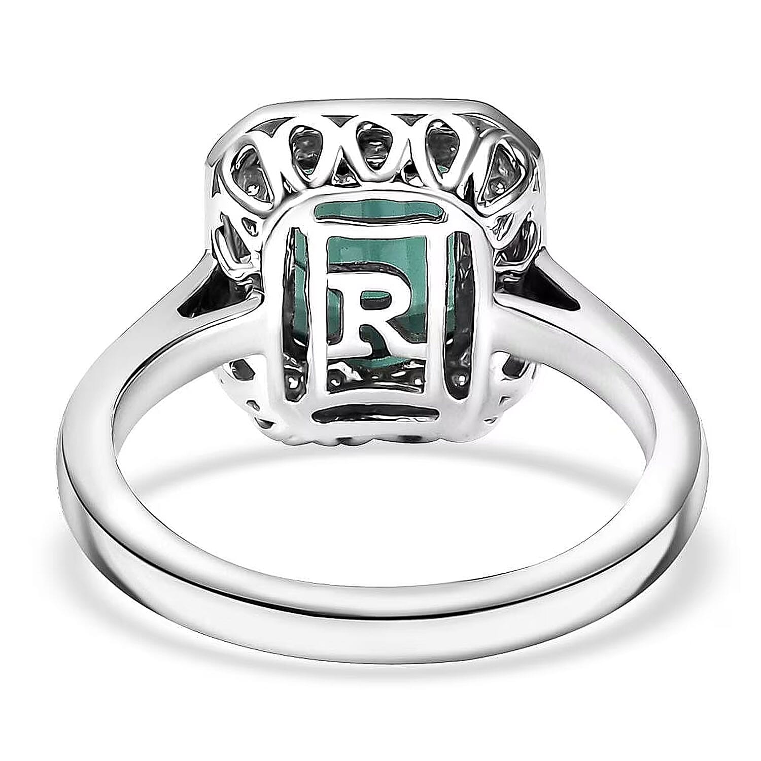 Certified & Appraised Rhapsody AAAA Pirineu Lagoon Tourmaline and E-F VS Diamond 2.48 ctw Ring in 950 Platinum (Size 7.0) 6.57 Grams