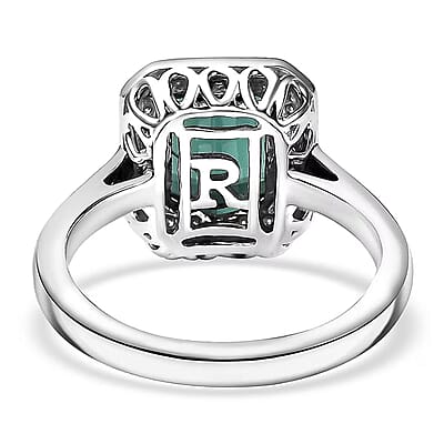 Certified & Appraised Rhapsody AAAA Pirineu Lagoon Tourmaline and E-F VS Diamond 2.48 ctw Ring in 950 Platinum (Size 7.0) 6.57 Grams