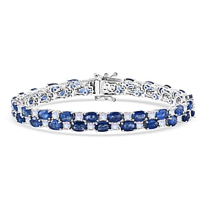D'Joy Premium Kashmir Kyanite and Rainbow Moonstone 32.40 ctw Moonlit Constellation Bracelet in Rhodium Over Sterling Silver (8.00 In)