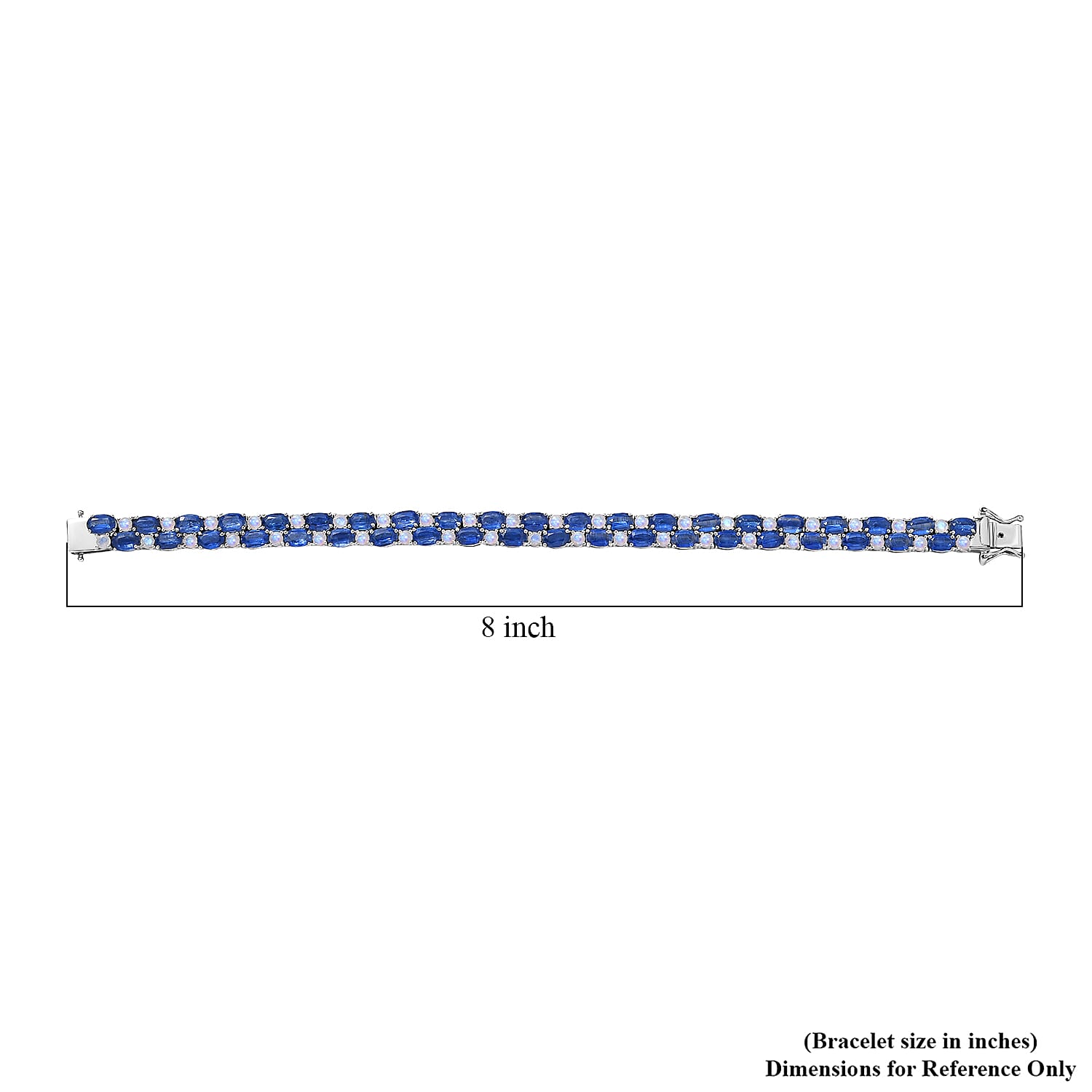 D'Joy Premium Kashmir Kyanite and Rainbow Moonstone 32.40 ctw Moonlit Constellation Bracelet in Rhodium Over Sterling Silver (8.00 In)
