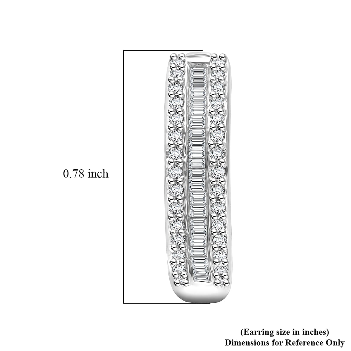 Doorbuster D'Joy Diamond 0.50 ctw Corridor Hoop Earrings in Rhodium Over Sterling Silver image number 4