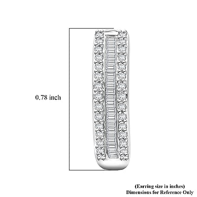 D'Joy Diamond 0.50 ctw Corridor Hoop Earrings in Rhodium Over Sterling Silver