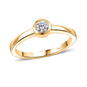 D'Joy Moissanite 0.24 ctw Solitaire Ring in 18K Vermeil Yellow Gold Over Sterling Silver (Size 10.0) 