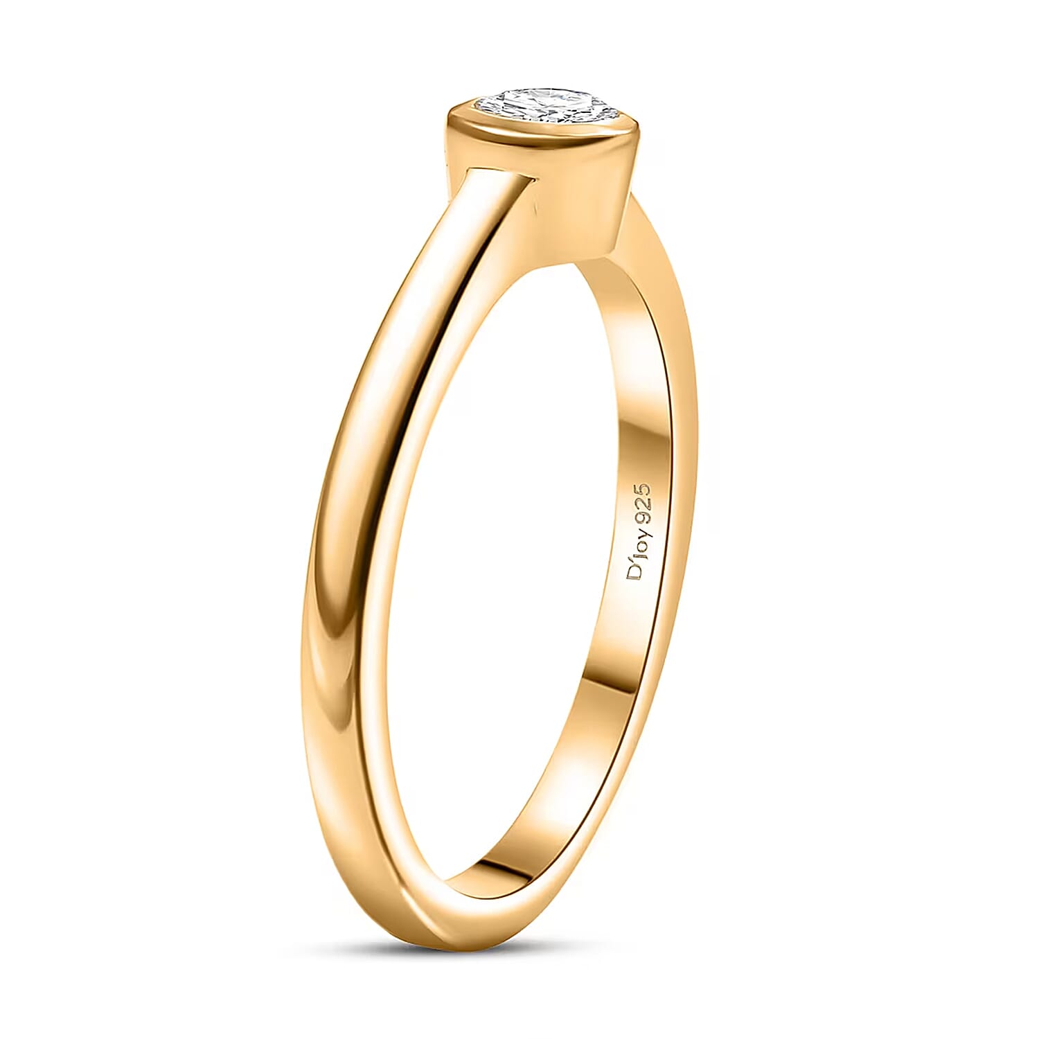 D'Joy Moissanite Solitaire Ring in 18K Vermeil YG Over Sterling Silver 0.25 ctw (Size 10.0)