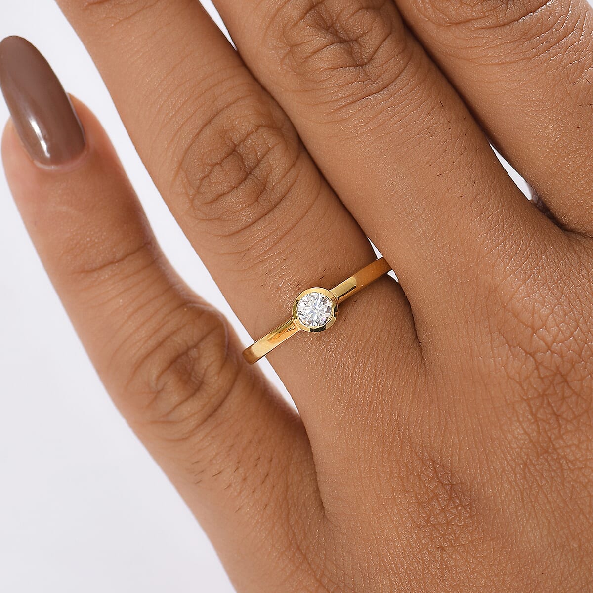 D'Joy Moissanite 0.24 ctw Solitaire Ring in 18K Vermeil Yellow Gold Over Sterling Silver (Size 7.0)  image number 2